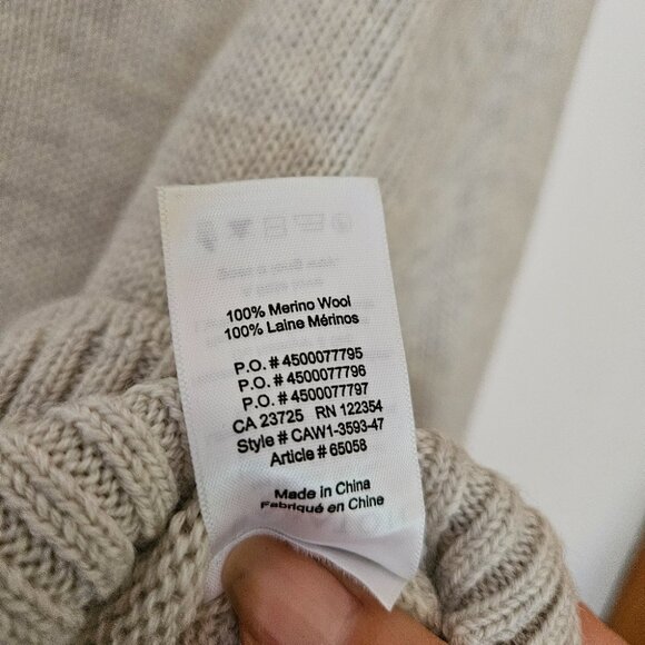 Aritzia Babaton XS Titus Cropped Turtleneck Sweater Light Grey White Merino Wool - Picture 9 of 10